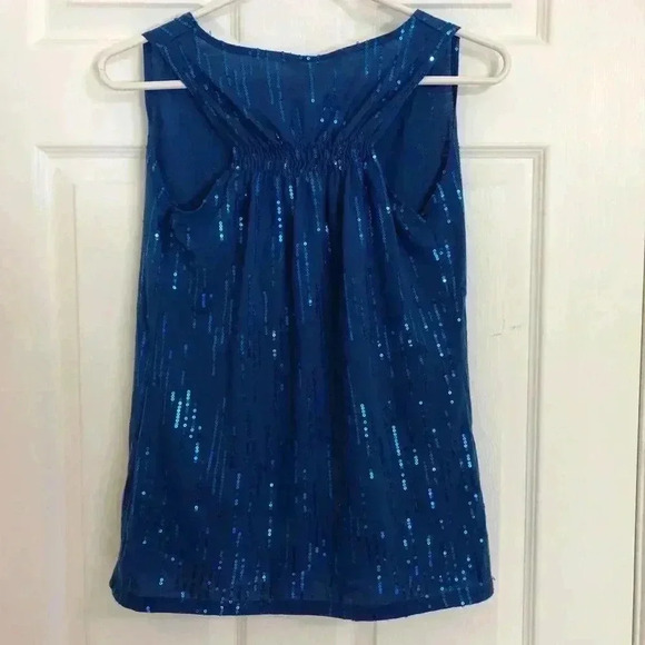 Carol Rose Blue Sleeveless Sequin Top  Size Small - Picture 8 of 11